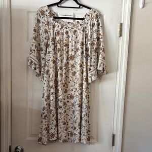 NAIF Floral  Dress - Tan  and Yellow